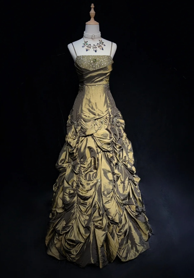 Gorgeous Green A-Line Long Prom Dresses Satin Spaghetti Straps Evening Dresses Sleeveless Formal Dresses ED05880