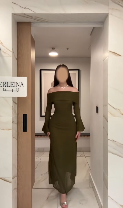 Elegant Sheath Green Long Prom Dresses Tulle Off-shoulder Evening Dresses Long Sleeves Birthday Dresses ED05911