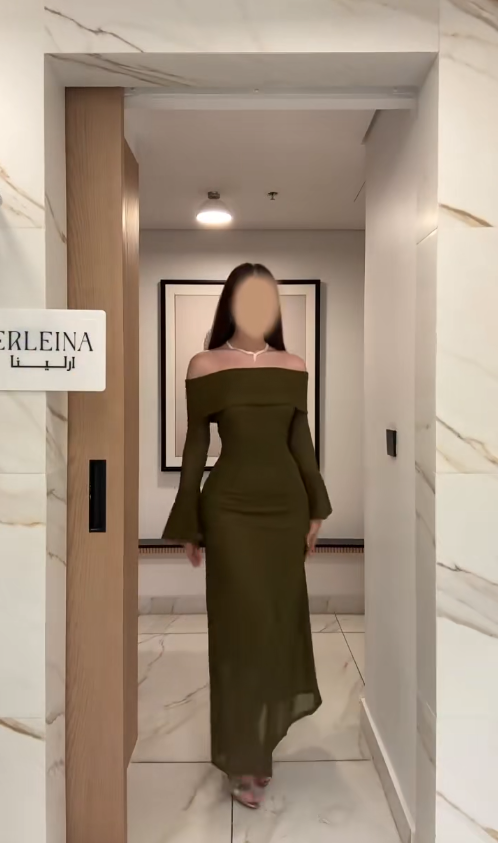 Elegant Sheath Green Long Prom Dresses Tulle Off-shoulder Evening Dresses Long Sleeves Birthday Dresses ED05911