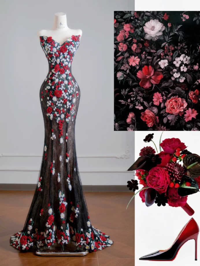 Elegant Mermaid Black Long Prom Dresses Appliques Tulle Strapless Evening Dresses Sleeveless Birthday Dresses ED05913