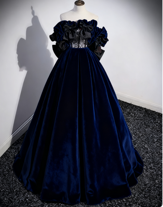 A-Line Off Shoulder Velvet Lace Burgundy Long Prom Dress, Burgundy Long Formal Dress ED0592