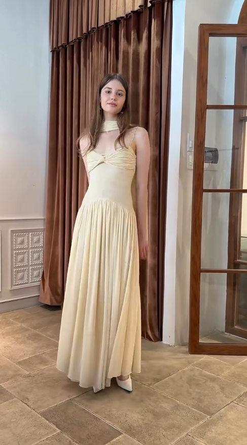 Simple Sheath Pale Yellow Wedding Guest Dresses Chiffon Sapghetti Straps Long Evening Dresses   ED05929
