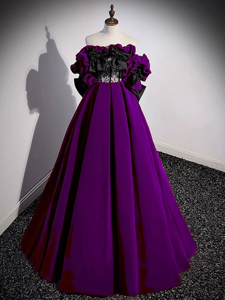 A-Line Off Shoulder Velvet Lace Burgundy Long Prom Dress, Burgundy Long Formal Dress ED0592