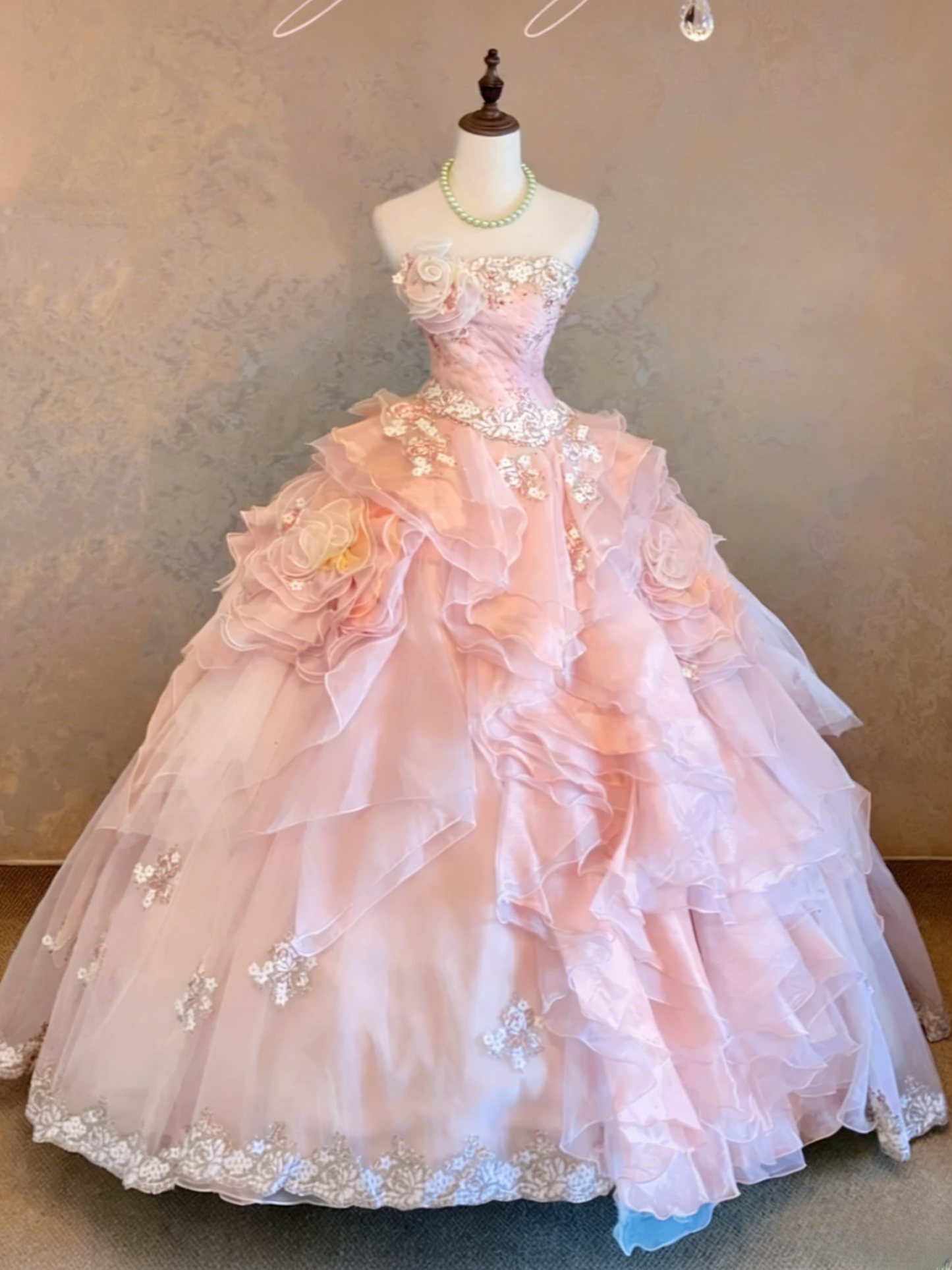 Fairy Ball Gown Tulle Long Prom Dress Green Quinceanera Strapless Birthday Dresses ED05935