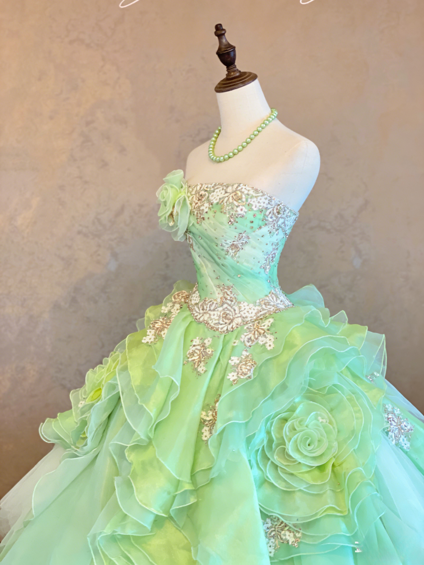 Fairy Ball Gown Tulle Long Prom Dress Green Quinceanera Strapless Birthday Dresses ED05935