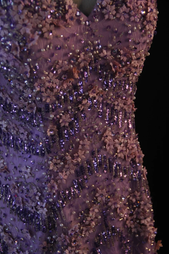 Vintage Purple Mermaid Long Prom Dress Chiffon Beaded Sweetheart Evening Dresses Sleeveless Formal Dresses ED05938