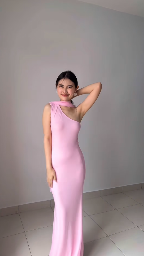 Elegant Sheath Pink Bridesmaid Dresses Chiffon One-shoulder EveningDresses Sleeveless Party Dress ED05973