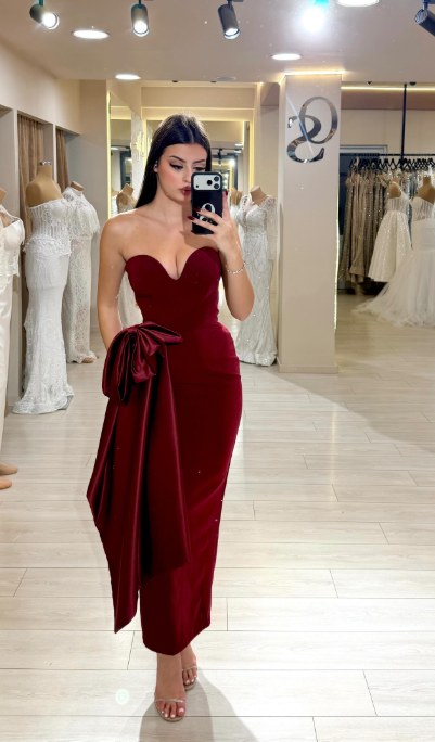 Elegant Sheath Burgundy Long Prom Dresses Chiffon Sweetheart Evening Dresses Sleeveless Party Dress ED05976