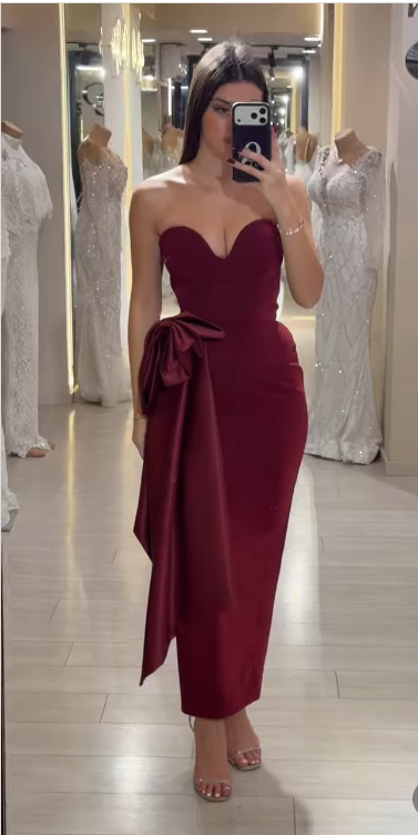 Elegant Sheath Burgundy Long Prom Dresses Chiffon Sweetheart Evening Dresses Sleeveless Party Dress ED05976