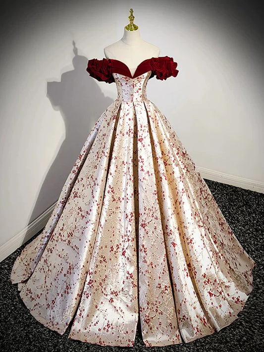 A-Linie, schulterfrei, Satin, Champagner, langes Ballkleid, Champagner, langes Abendkleid ED0597