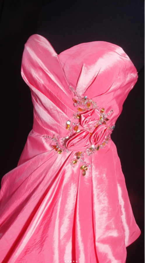 Cute A-Line Pink Long Prom Dresses Satin Tulle Strapless Evening Dresses ED05984