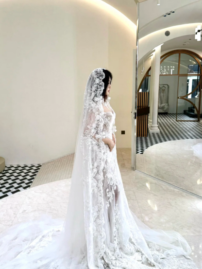 Chic Mermaid Long Wedding Dresses Tulle Applique White Bridal Dresses Beaded Sleeveless Bridal Gown ED05997