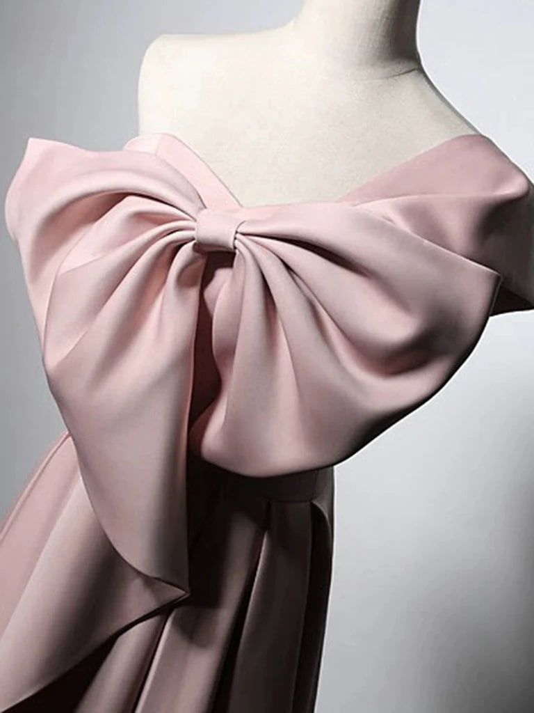 A-Linie Satin Rosa Langes Ballkleid, Rosa Langes Abendkleid ED060