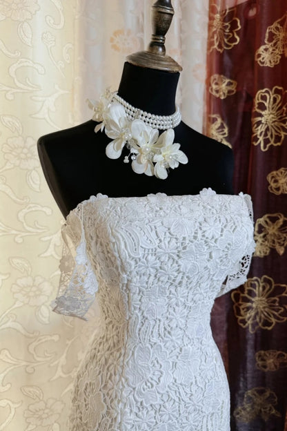 Vintage Ivory Prom Dresses Appliques Lace Mermaid Long Evening Dresses Straps Sleeveless Formal Dresses ED06005