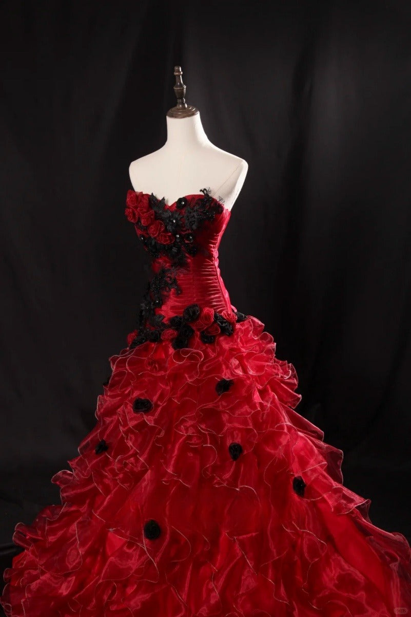 Fairy Burgundy Long Prom Dresses Tulle Ball Gown Sleeveless Quinceanera Dresses Strapless Sweet 16 Dresses  ED06010