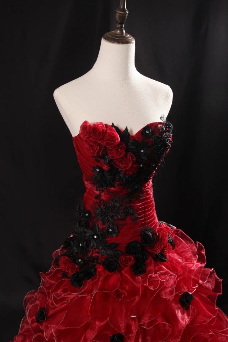 Fairy Burgundy Long Prom Dresses Tulle Ball Gown Sleeveless Quinceanera Dresses Strapless Sweet 16 Dresses  ED06010