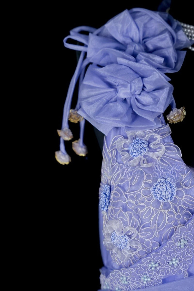 Elegant Sheath Purple Wedding Guest Dresses Tulle V-neck Sleevless Long Evening Dresses ED06030