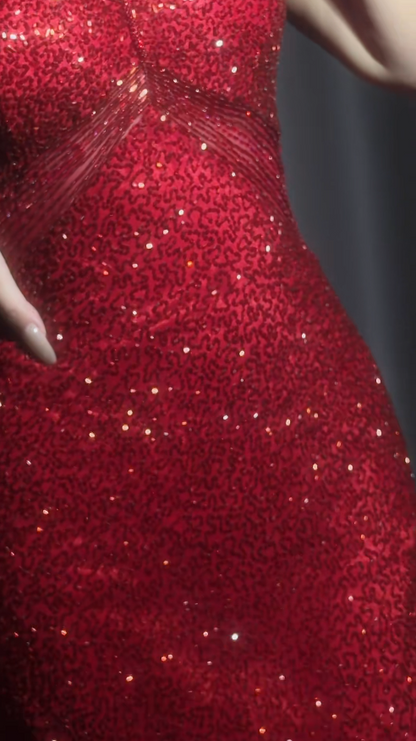 Elegant Sheath Burgundy Long Prom Dresses Beaded Chiffon V-neck Sleeveless Evening Dresses ED06034
