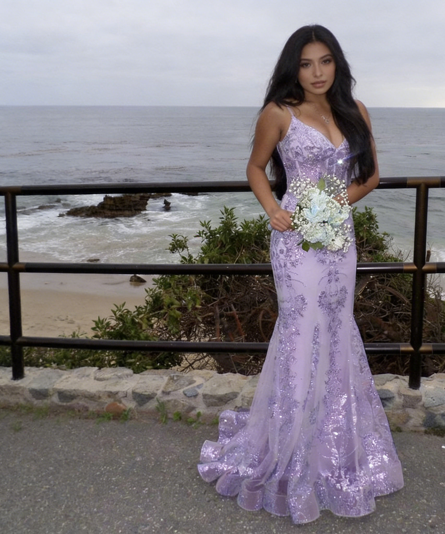 Sexy Mermaid Blue Long Prom Dresses Tulle Sequins Spaghetti Straps Evening Dresses  ED06046