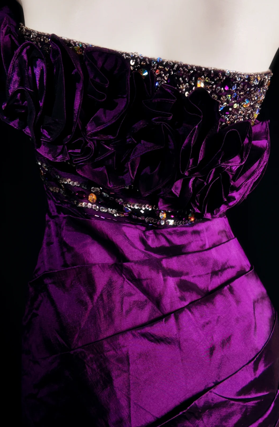 Elegant Purple Long Prom Dresses Satin Mermaid Evening Dresses Spaghetti Straps Party Dresses ED06054