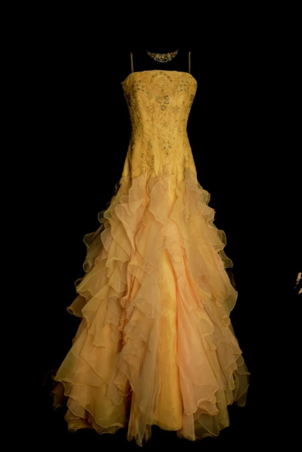 Elegant Strapless Yellow Long Prom Dresses Beaded Tulle A-Line Birthday Dress  ED06061