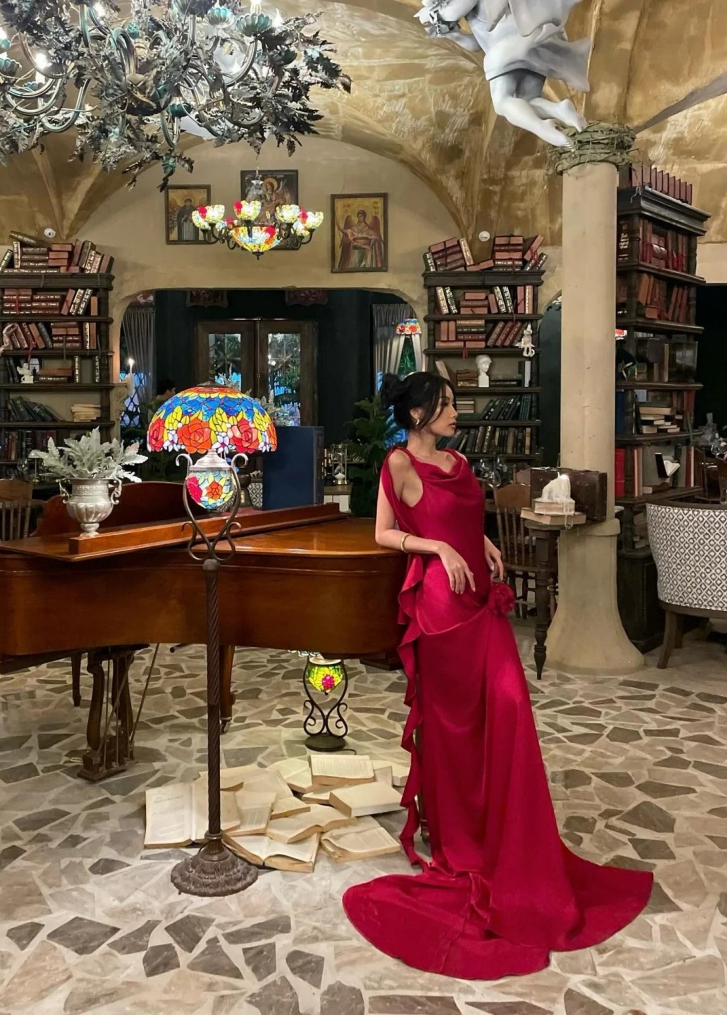 Sexy Straps Burgundy Long Prom Dresses Satin Sheath  Evening Dresses ED06071