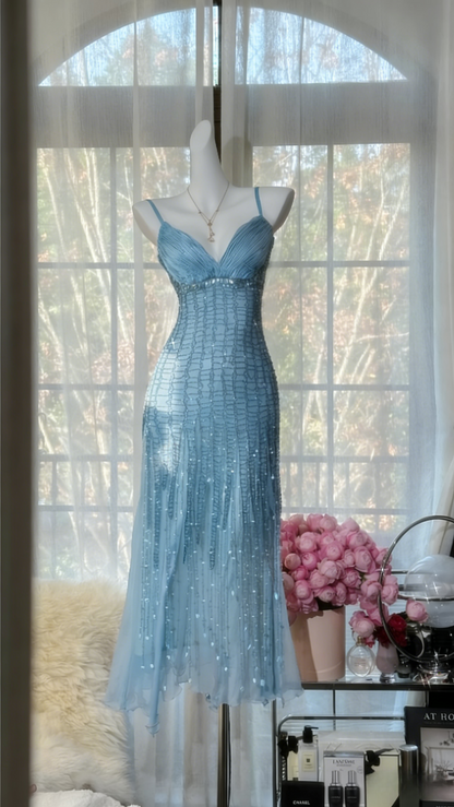 Vintage Peach Birthday Dresses Sapghetti Straps Sheath Short Prom Dresses Beaded Chifffon Backless Evening Dresses ED06074
