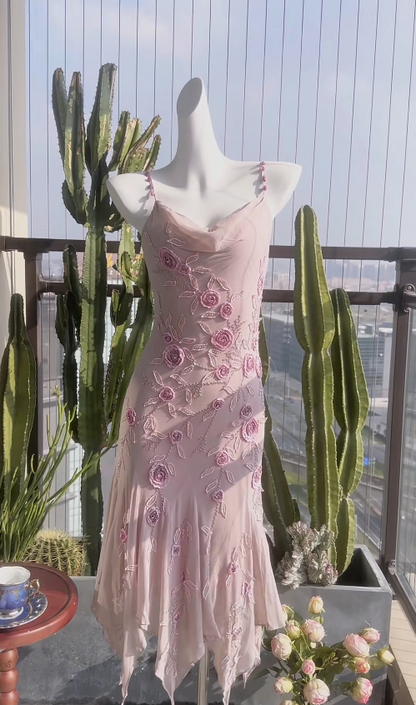 Cute Pink Short Prom Dresses Spaghetti Straps Sheath Evening Dresses Beaded Chiffon Sleeveless Formal Dresses ED06083