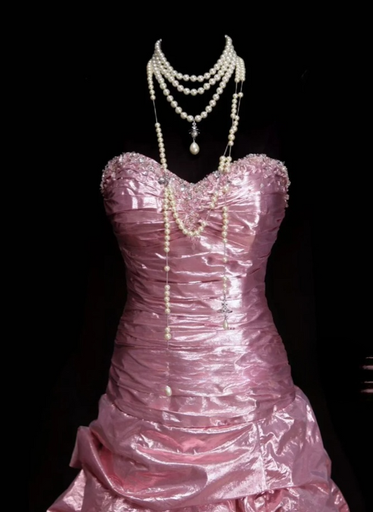 Cute Pink Quinceanera Dresses Sweetheart A-Line Birthday Dresses Satin Sleeveless Long Prom Dresses ED06101