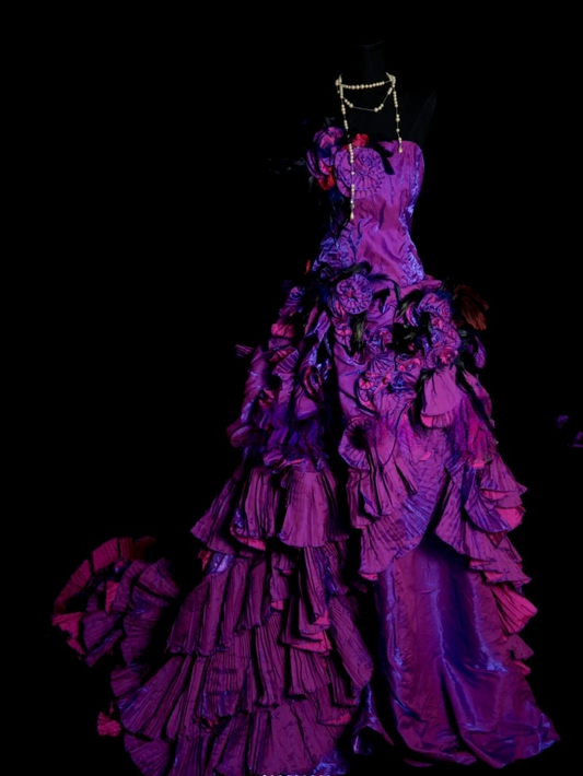 Chic Purple Long Prom Dresses Strapless Ball Gown Evening Dresses Satin Sleeveless Birthday Dresses ED06132