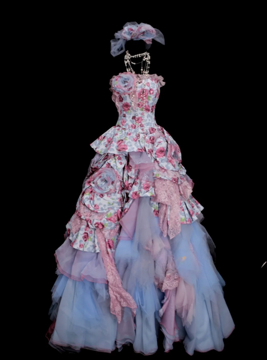 Cute Pink Long Prom Dresses Strapless Ball Gown Evening Dresses Tulle Sleeveless Birthday Dresses ED06134