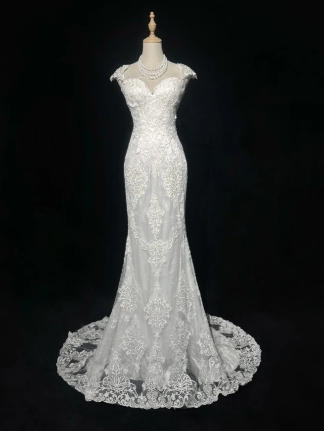 Timeless Mermaid Long Wedding Dresses Tulle Appliques White Bridal Gowns Sleeveless Bridal Dresses ED06143