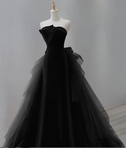 Robe de bal longue sirène en tulle et velours bordeaux, robe de soirée longue bordeaux ED0615