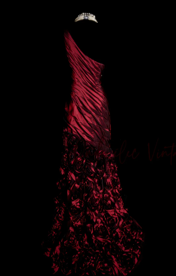 Elegant Burgundy Long Prom Dresses Satin One-shoulder Sheath Evening Dresses Sleeveless Formal Dresses ED06165