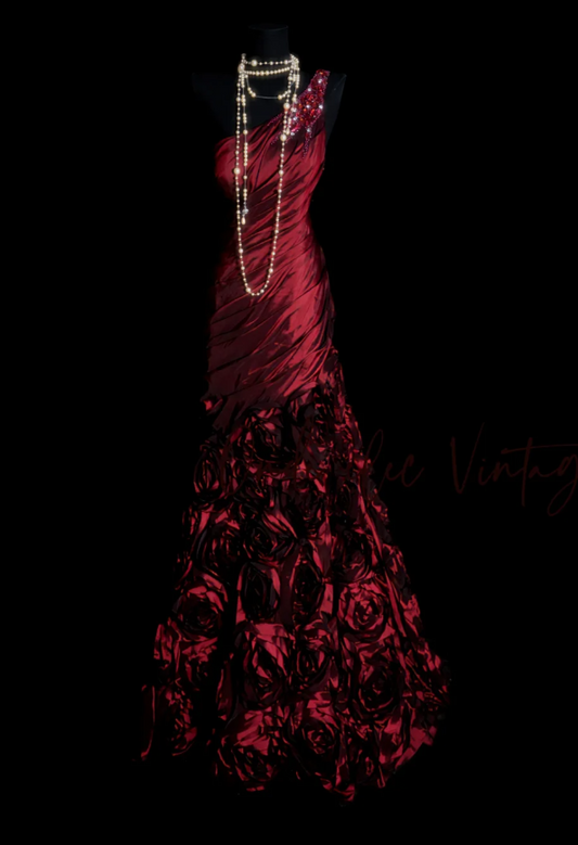 Elegant Burgundy Long Prom Dresses Satin One-shoulder Sheath Evening Dresses Sleeveless Formal Dresses ED06165