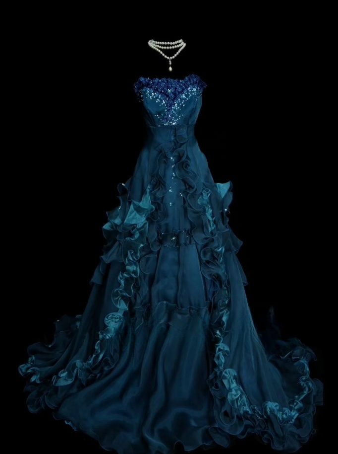 Elegant Teal Long Prom Dresses Tulle Strapless A-line Evening Dresses Sleeveless Formal Dresses ED06168