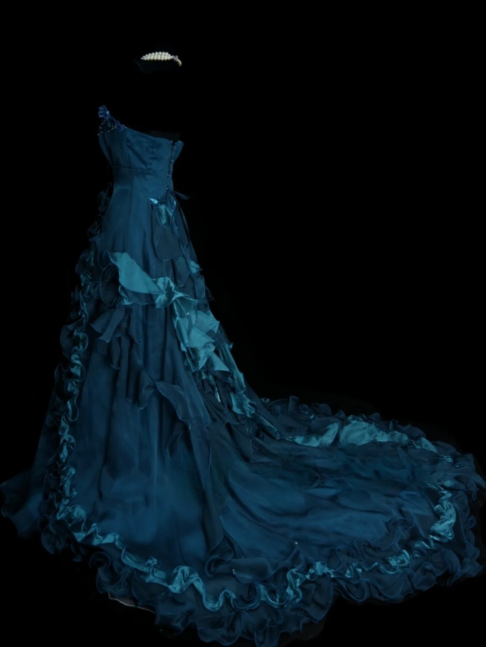 Elegant Teal Long Prom Dresses Tulle Strapless A-line Evening Dresses Sleeveless Formal Dresses ED06168