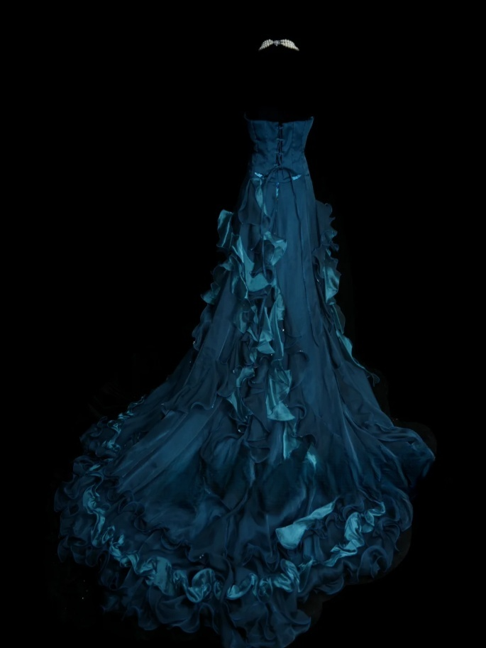 Elegant Teal Long Prom Dresses Tulle Strapless A-line Evening Dresses Sleeveless Formal Dresses ED06168