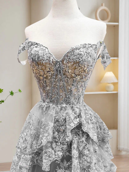 A-Line Sweetheart Neck Tulle Sequin Black Long Prom Dress, Black Formal Dress ED0617