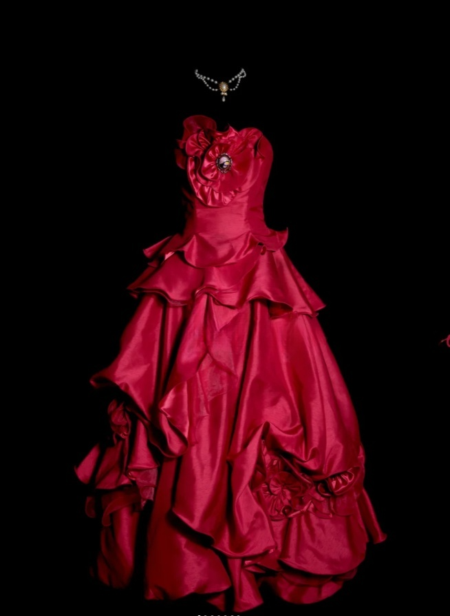 Cute Red Long Prom Dresses Satin Strapless A-line Evening Dresses Sleeveless Birthday Dresses ED06171