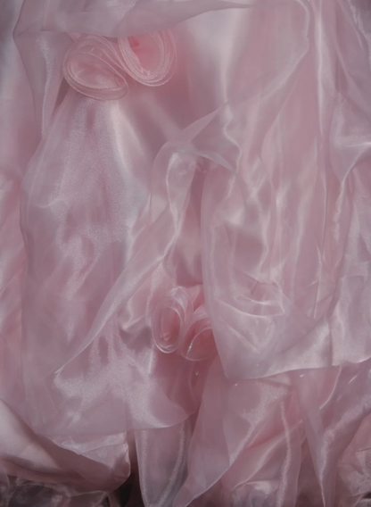 Cute Pink Long Prom Dresses Tulle Strapless A-line Evening Dresses Sleeveless Birthday Dresses ED06172