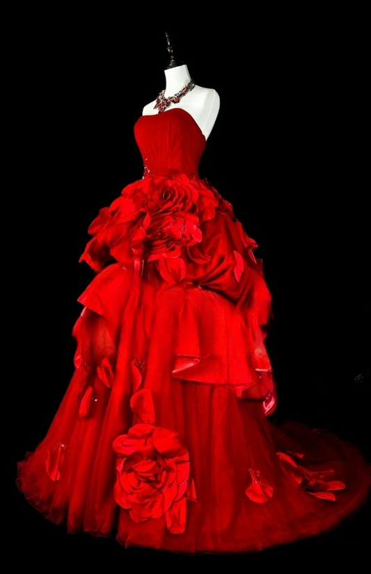 Fairy Red Long Prom Dresses Satin Strapless A-Line Evening Dresses Sleeveless Birthday Dress ED06177