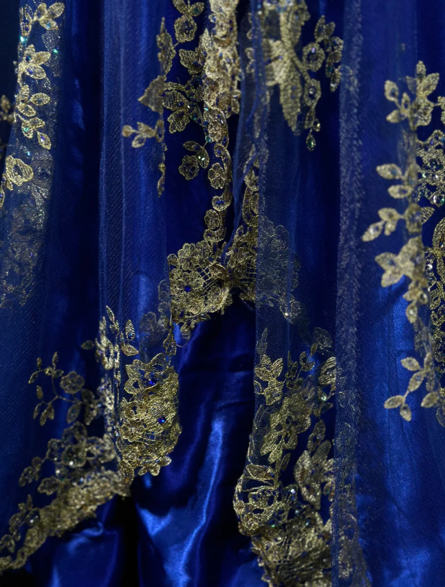 Chic Blue Long Prom Dresses Beaded Tulle Sheath Evening Dresses Sleeveless Birthday Dress ED06181