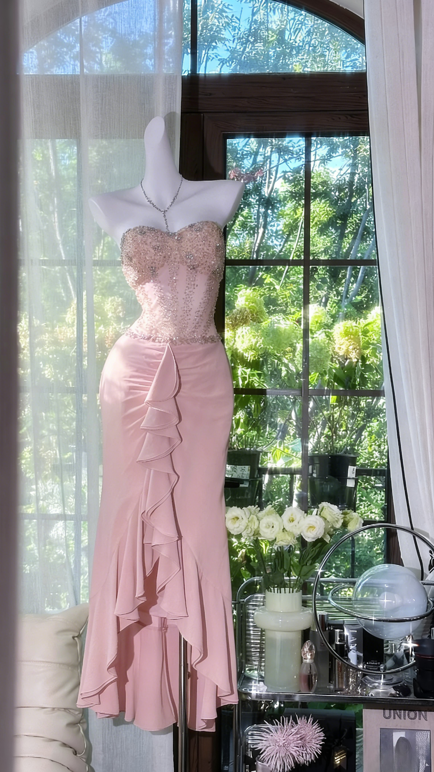 Fairy Green Short Prom Dresses Beaded Chiffon Sweetheart Sheath Evening Dresses ED06191