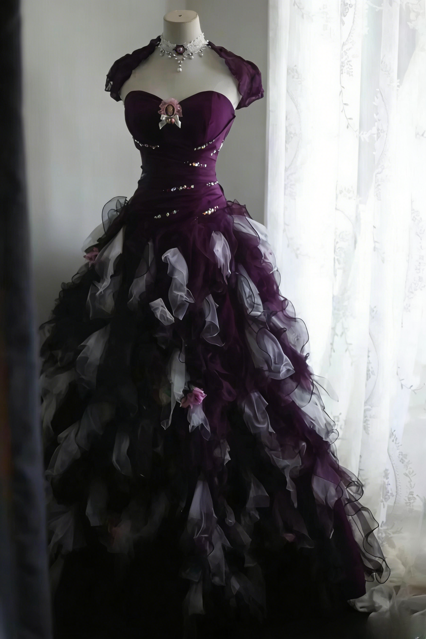 Chic A-Line Long Prom Dresses Sweetheart Tulle Black Birthday Dresses Sleeveless Evening Gowns ED06220