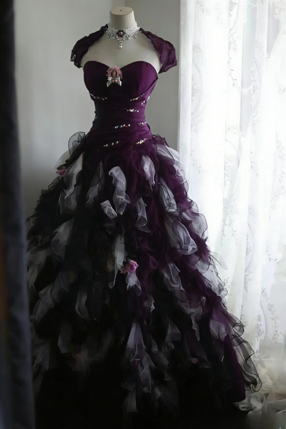 Chic A-Line Long Prom Dresses Sweetheart Tulle Black Birthday Dresses Sleeveless Evening Gowns ED06220