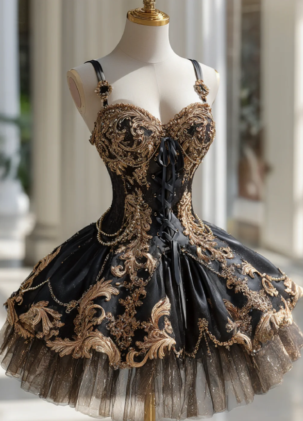 Cute A-Line Short Prom Dresses Spaghetti Straps Applique Black Birthday Dresses Tulle Sleeveless Party Dresses ED06223