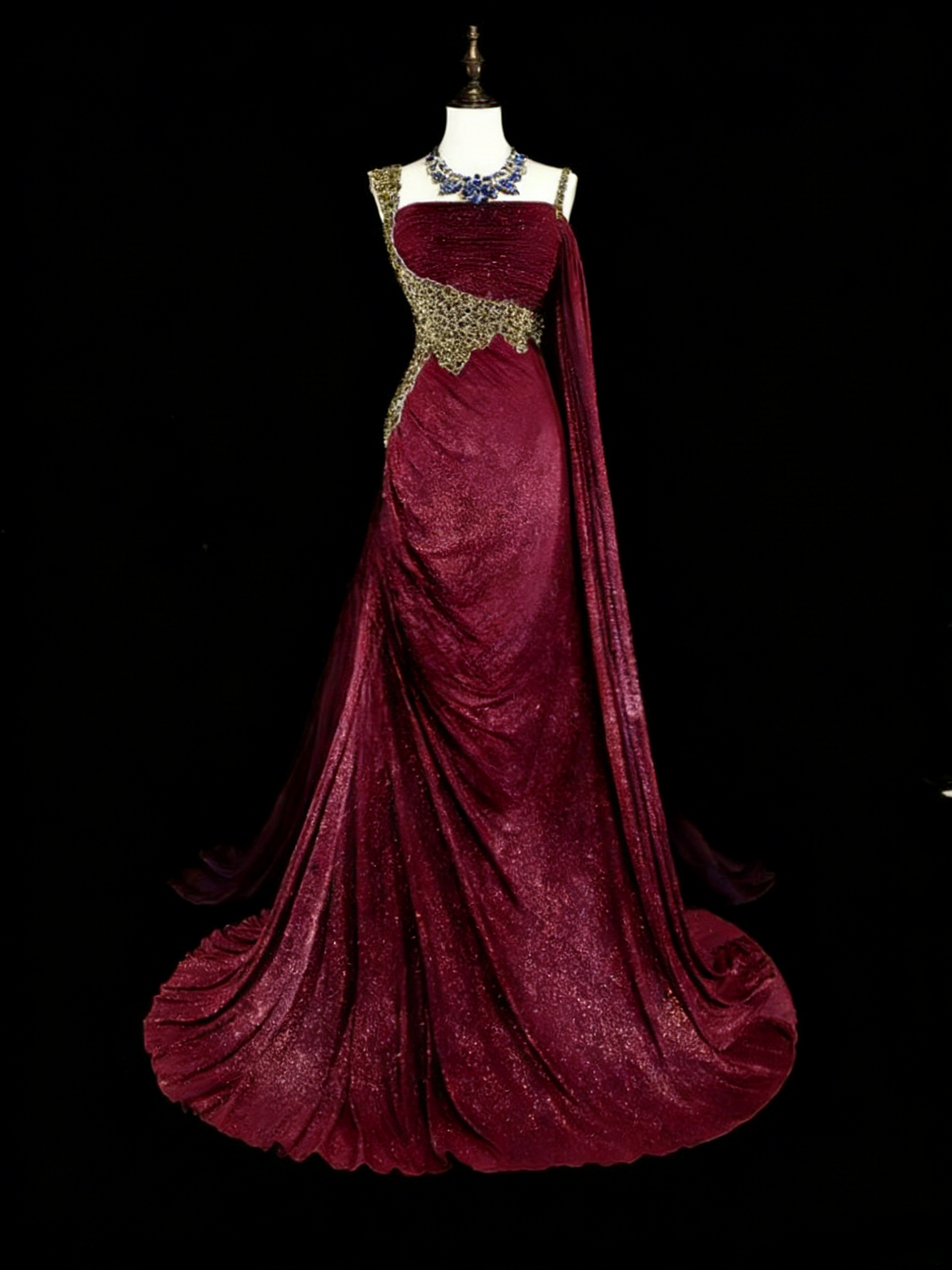 Glitter Blue Long Prom Dresses Spaghetti Straps Sheath Evening Dresses Satin Sleeveless Party Dresses ED06239