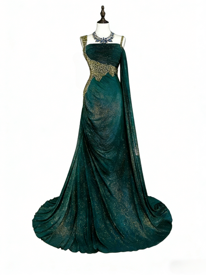 Robes d'anniversaire élégantes bleu dégradé, col en V, paillettes, mousseline, fourreau, robes de bal, robes de soirée ED04456