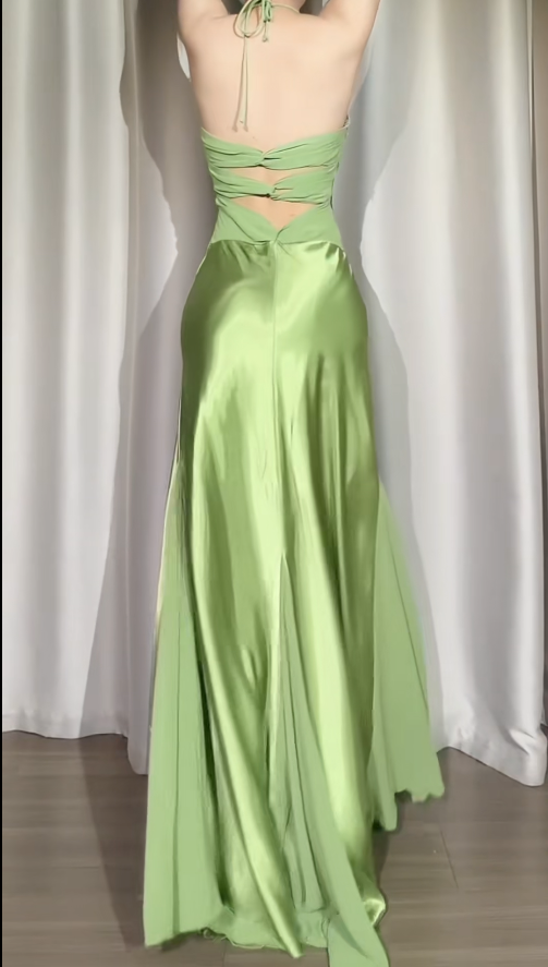 Elegant Green Long Prom Dresses Silk Sheath Evening Gowns Sweetheart Birthday Dresses ED06254